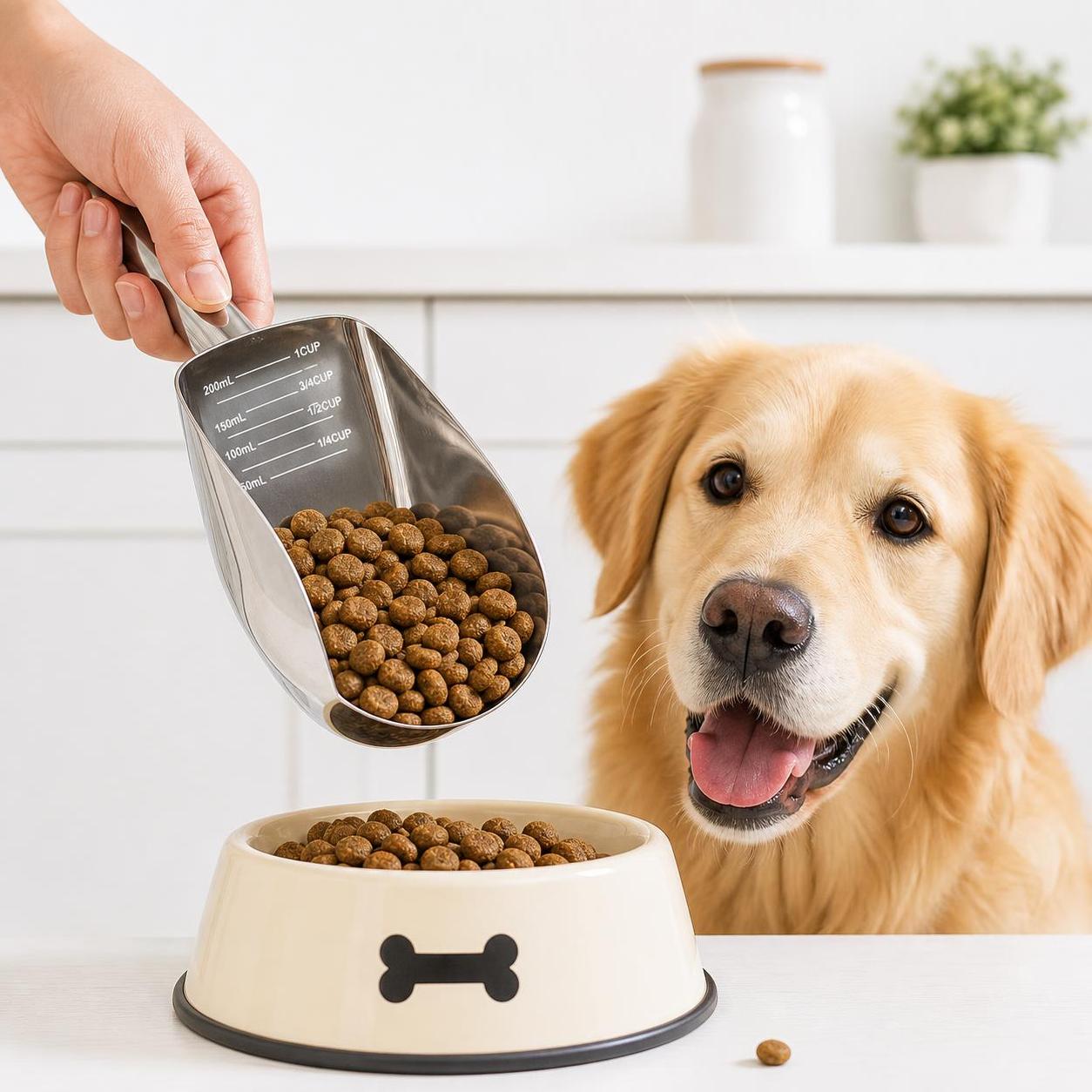 Stainless Steel Pet Food Scoop - Self Feed Spoon 评论和价格